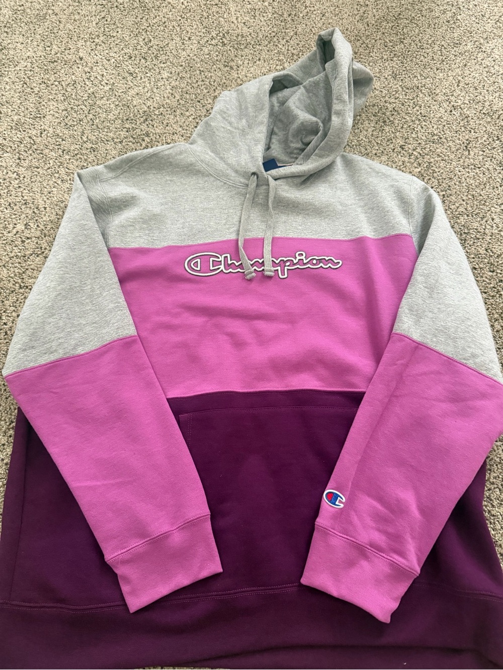 Champion Grey and Pink Colorblock Hoodie